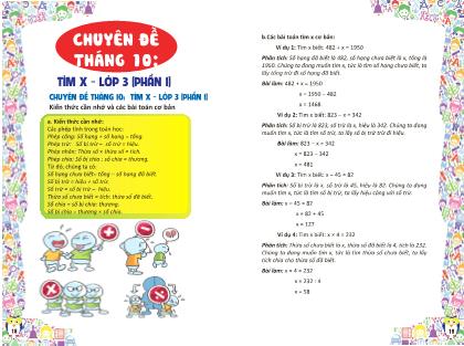 Chuyên đề Toán Lớp 3 Tìm x (Phần 1)